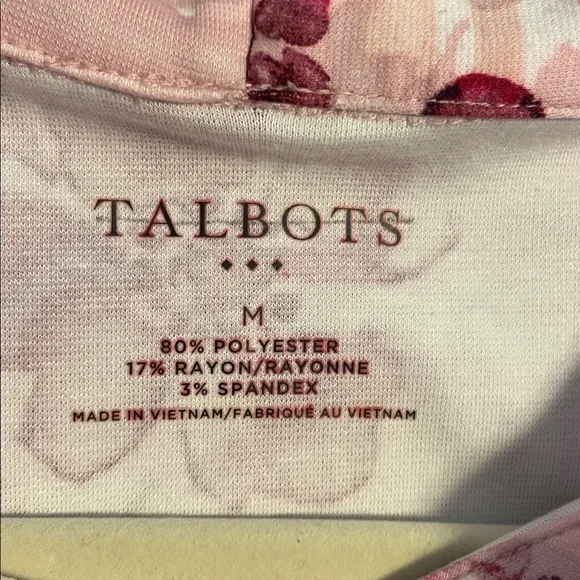 Talbots floral boat-neck folded collar top. Very nice colors. 3/4 sleeves. SZ M. - Picture 8 of 9
